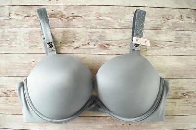 Victoria's Secret 36C *BOMBSHELL* +2 CUPS SCATTERED SHINE STRAP PUSH-UP BRA Grey - Image 1 of 4