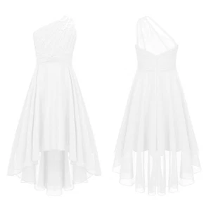 Kids Girls Ball Gown High Waist Evening Chic Dress Chiffon Bridesmaid Proms - Picture 1 of 75