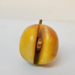 Vintage Italian Marble Alabaster Peach or Apricot Sliced with Pit Showing Fruit - Picture 1 of 7