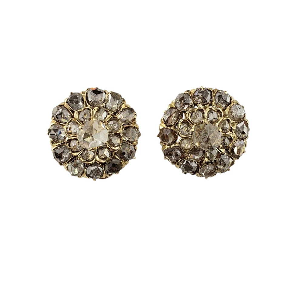 14 Karat Yellow Gold and Rose Cut Diamond Clip-On Earrings #20108 - Image 1 of 4