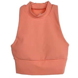 Kyodan Coral Orange Ottoman Mock Neck Crop Top XS New - Picture 1 of 4