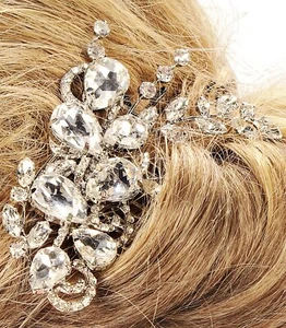 HBH Brautmoden Brautschmuck Haarstecker Strasssteinen und Perlen I Blumen - Picture 1 of 4