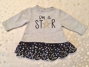 Savannah “I’m A STAR” Baby Girl Dress Size 0-3M Embroidered Glittery EUC