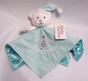 Baby Starters My First Christmas Bear Blue Security Blanket Plush Lovey New    - Picture 1 of 4