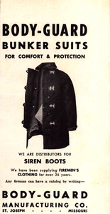 Body Guard Bunker Suit St. Joseph MO Fireman's Clothing Vintage Print Ad 1957 - Picture 1 of 4