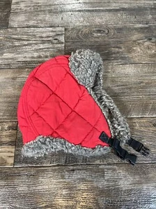 Timberland Winter Trapper Hat Men Size L Red Ear Flap Faux Fur Quilted 1 - Picture 1 of 5