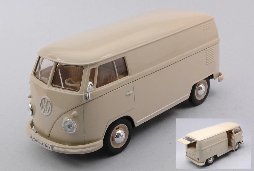MODELLINO FURGONE STATICO WELLY VW T1 PANEL VAN 1963 CREAM MODELLISMO SCALA 1:24 - Immagine 1 di 1