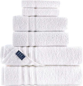 6 Pack Turkish Cotton Towels Set Absorbent Soft 2 Bath 2 Hand 2 Washcloths Hotel - Picture 1 of 5