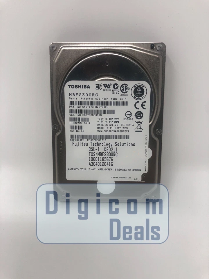 MBF2300RC Toshiba Enterprise Fujitsu 300GB 10K RPM 6Gbps 2.5" SAS HDD Hard Drive - Image 1 of 1