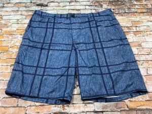 Hurley Shorts Adult 36 Blue Plaid Chino Board Hybrid Athletic Casual Mens - Picture 1 of 14