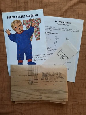 Birch Street Clothing Snappy Romper Sewing Pattern 3 mo - 6 yrs Uncut Booties - Image 1 of 3