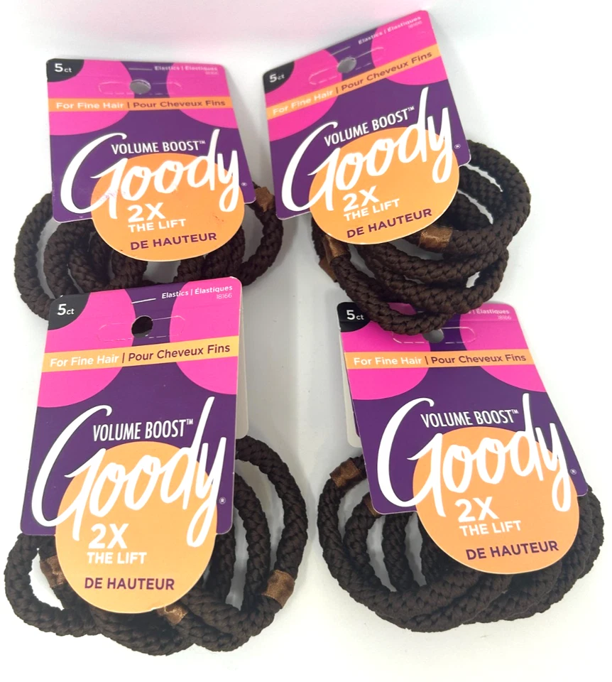 (4 Pack) of Goody 5 Count Volume Boost Hair Ties For Fine Hair, (Color: Brown) - Image 1 of 2