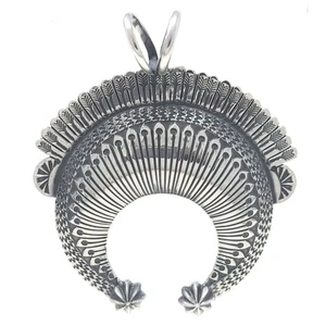 Sunshine Reeves Navajo Sterling Silver Stamped Large Pendant Handmade Naja - Picture 1 of 8