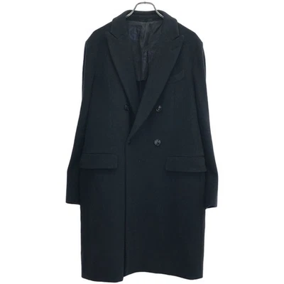 GIORGIO ARMANI Cashmereblend Wool Double Chester Coat Black Size 50 Vintage - Image 1 of 4