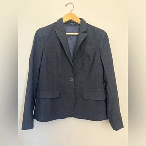 Theory Women Gray Wool Fully Lined One Button Minimalist Blazer Size 10 - Picture 1 of 12