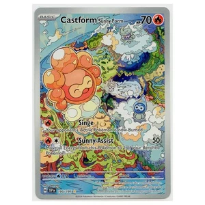 2024 Pokémon Castform Sunny Form SV Surging Sparks Ilustración Raro #195/191 Casi Nuevo - Imagen 1 de 3