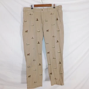 Vtg Polo Ralph Lauren Pants Mens 38 Khaki Chino Embroidered Hunting Dogs - Picture 1 of 13