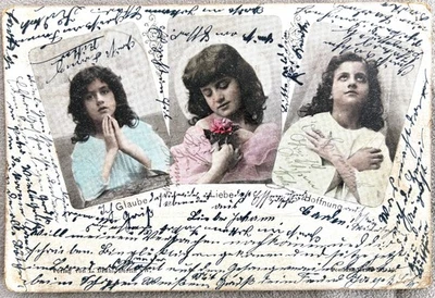 AK Glaube Liebe Hoffnung 1899 Künstlerkarte - Bild 1 von 2