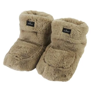 Microwavable Slipper Boots Heatable Womens Faux Fur Lavender One Size Latte - Picture 1 of 1