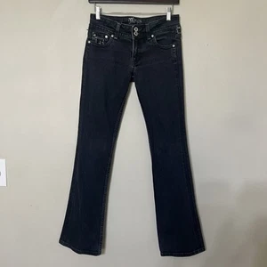 Miss Me Womens Sequin Jeans Size 27 Black Boot Cut Low Rise Y2K Mcbling - Picture 1 of 15