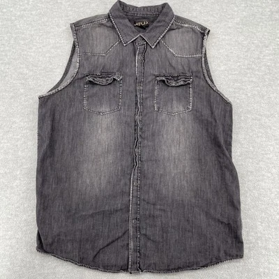 Y2K Helix Button Up Shirt Adult XL Extra Large Black Sleeveless Skate Grunge Vtg - Image 1 of 4