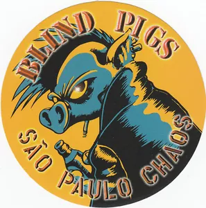 BLIND PIGS "Sao Paulo Chaos" RARE 4" Round PROMO STICKER ©1997 - Picture 1 of 1