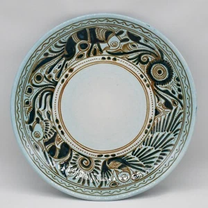 Vintage Felix Tissot Ceramica Taxco Mexico Volkskunst türkis Fantasia Keramik Teller - Bild 1 von 6