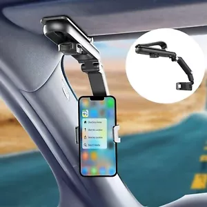 360° Adjustable Phone Holder-Car Rearview Mirror Sun Visor Multifunction Mount - Picture 1 of 8