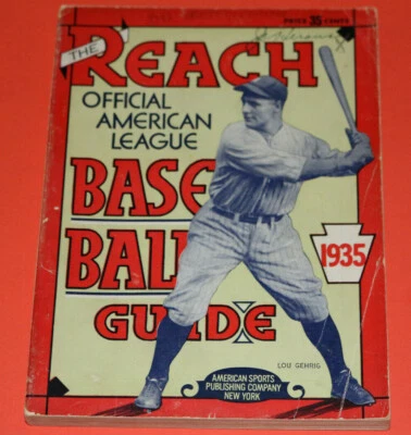 Raro 1935 REACH Guia Oficial de Beisebol LOU GEHRIG New York Yankees - Imagem 1 de 3