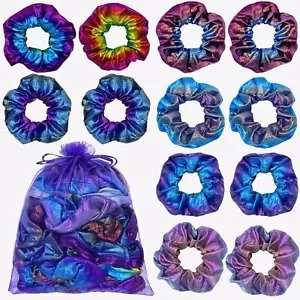 12 Pcs Scrunchies for Girls Shiny Metallic Scrunchies Elastic Hair Bands Colo... - Picture 1 of 7