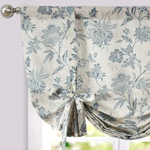 Linen Floral Valance Tie up Curtains for Windows 45 Inch Farmhouse Kitchen Ca... - Picture 1 of 9