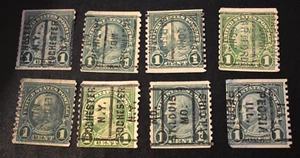 8 - 1923 US Stamps Scott #597 Coils -Precancels - IL/CT/MO/NY - Used/LH/NG/VF q - Picture 1 of 4