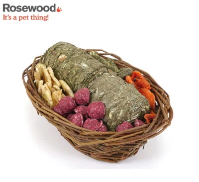 ROSEWOOD NEW SMALL ANIMAL WILLOW TREAT BASKET RABBIT GUINEA PIG TASTY TREAT MIX