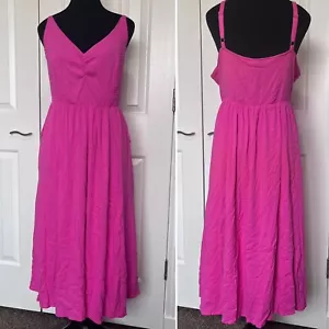 Torrid Pink Sleeveless Dress Women's 2X Vneck Knee Length w/ Pockets Summer - Picture 1 of 6