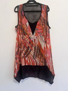 Taking Shape Sz 14 Pink Orange Grey Floaty Chiffon Sleeveless Draped Tank Top - Picture 1 of 7