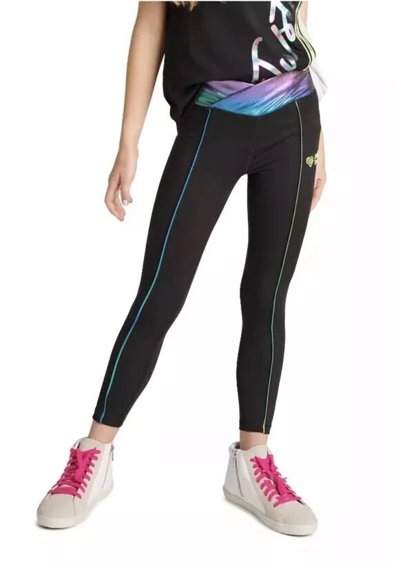 Justice Girls XL 16/18 Rainbow Foil Tech Pocket Pants Active Yoga Leggings