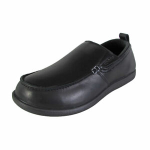 Crocs Mens Tummler Leather Slip Resistant Work Shoes, Black, US 7