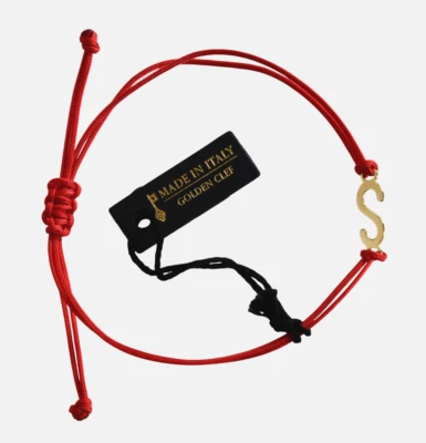 NEW GOLDEN CLEF Italy 14kt GOLD S Initial Adjustable String Cord Bracelet OS - Image 1 of 4