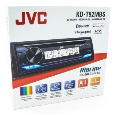 JVC KD-T92MBS MARINE/CAR CD RECEIVER W/BLUETOOTH/VARIABLE COLOR/BACKLIT DISPLAY - Image 1 of 4