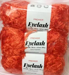 Premier Eyelash Yarn 3 Pack “Bright Orange” - Picture 1 of 1