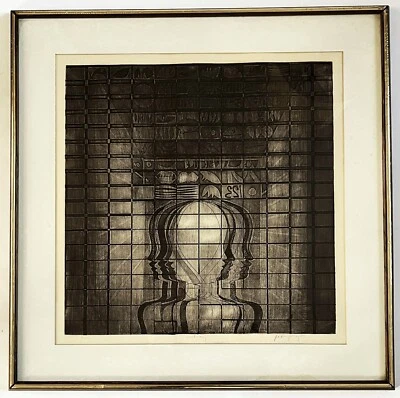 MANUEL MANNY BOY RODRIGUEZ JR 1970s ABSTRACT ETCHING PRINT FILIPINO PHILIPPINES - Image 1 of 4