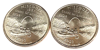 # C1780     MISSOURI    STATEHOOD   QUARTERS, P & D  from  MINT ROLLS - Image 1 of 2