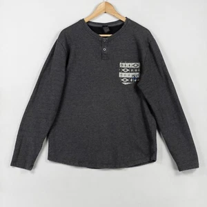 Volcom Mens L Large Henley Sweater Gray Pullover Cotton Blend Long Sleeve Pocket - Picture 1 of 8