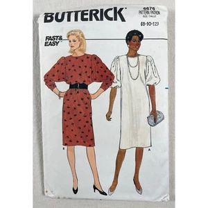 6676 Butterick Patrón de Costura Años 80 Dolman Manga de Murciélago Vestido Tallas 8-10-12 - Imagen 1 de 5