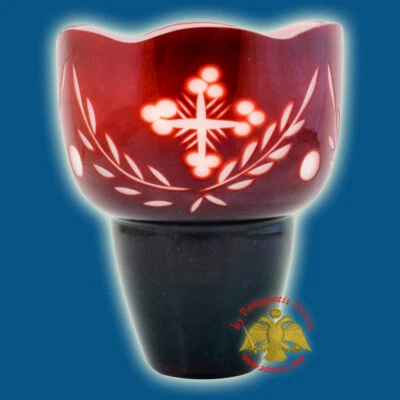 Orthodox Replacement Vigil Lamp Oil Cups White Inlay Ersatzglas Ewiges Licht  - Image 1 of 4