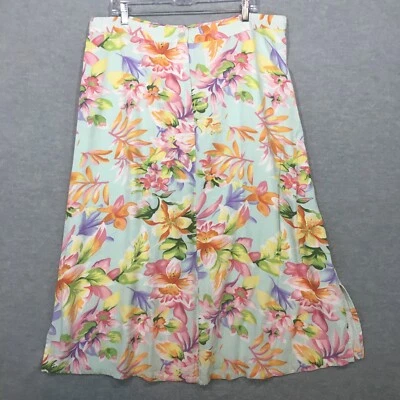 Jaclyn Smith 20W Tropical Floral A-Line Skirt Colorful Hawaiian Belt Loops Tweed - Image 1 of 4