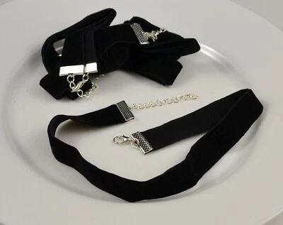5 VELVET BLACK CHOKERS 16mm wide Handmade - Image 1 of 3