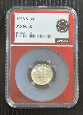 1938-S Mercury Dime 10c NGC MS66 FB - Full Bands EDC Red Core - Image 1 of 4