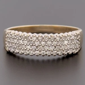 9ct Yellow Gold 0.33ct Diamond Cluster Ring Size R Hallmarked - Picture 1 of 10