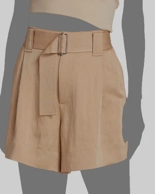 A.L.C. Pantalones Cortos Mujer Beige Cremallera Bolsillo Cinturón Cintura Alta Talla 8 Reg.$350 Foto 1 de 4